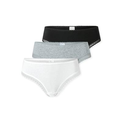 String SCHIESSER "String 3er Pack", Damen, Gr. XL, bunt (schwarz, grau, weiß), Obermaterial: 95% Baumwolle CO. 5% Elasthan EL., Unterhosen String