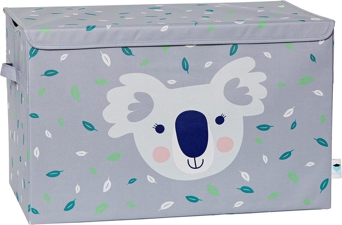 Grijze stoffen speelgoedkist met deksel voor kinderen B/D/H: 62 x 38 x 39 cm