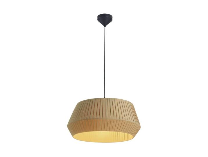 Suspension noire naturelle avec abat-jour en coton beige Ø53cm