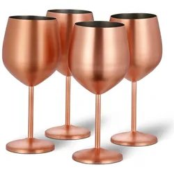 Oak & Steel Edelstahl Weingläser Rosegold matt 4er-Set, Weingläser, Rosa, Gold