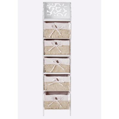 Kommode HEINE HOME, weiß (antikweiß), B:29cm H:116cm T:22cm, MDF, Papier, Sideboards, Kommode