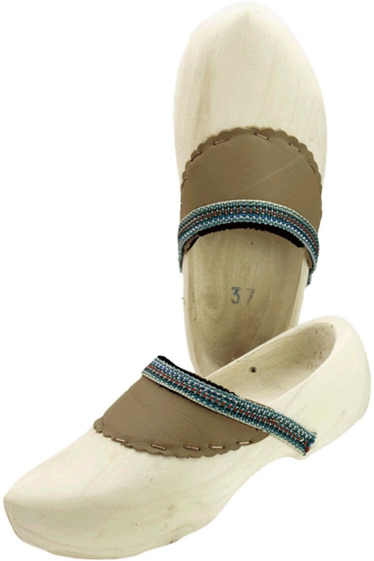 Clog POTTHOFF "Holzschuhe mit Lederbesatz", Herren, Gr. 31, braun (holzfarben), Obermaterial: 100% Holz Wood., Schuhe Clog