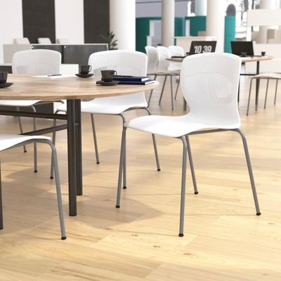 Flash Furniture Commercial Grade 770 LB. Capacity Plastic Stack Chair with Lumbar Support