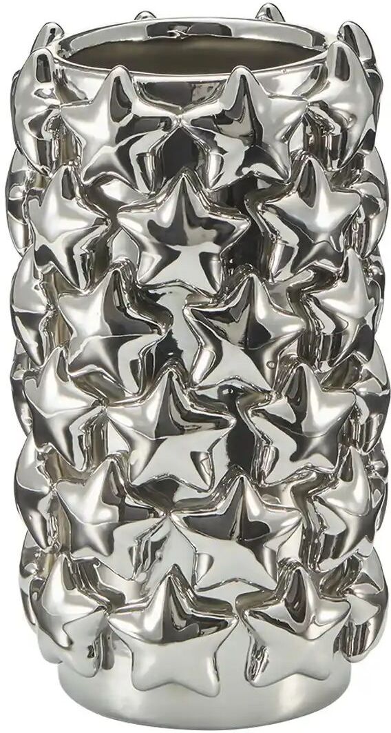 HOME STORY Vase mit 3D Sternen   ¦ silber ¦ Dolomite ¦ Maße (cm): H: 23  Ø: 12.8