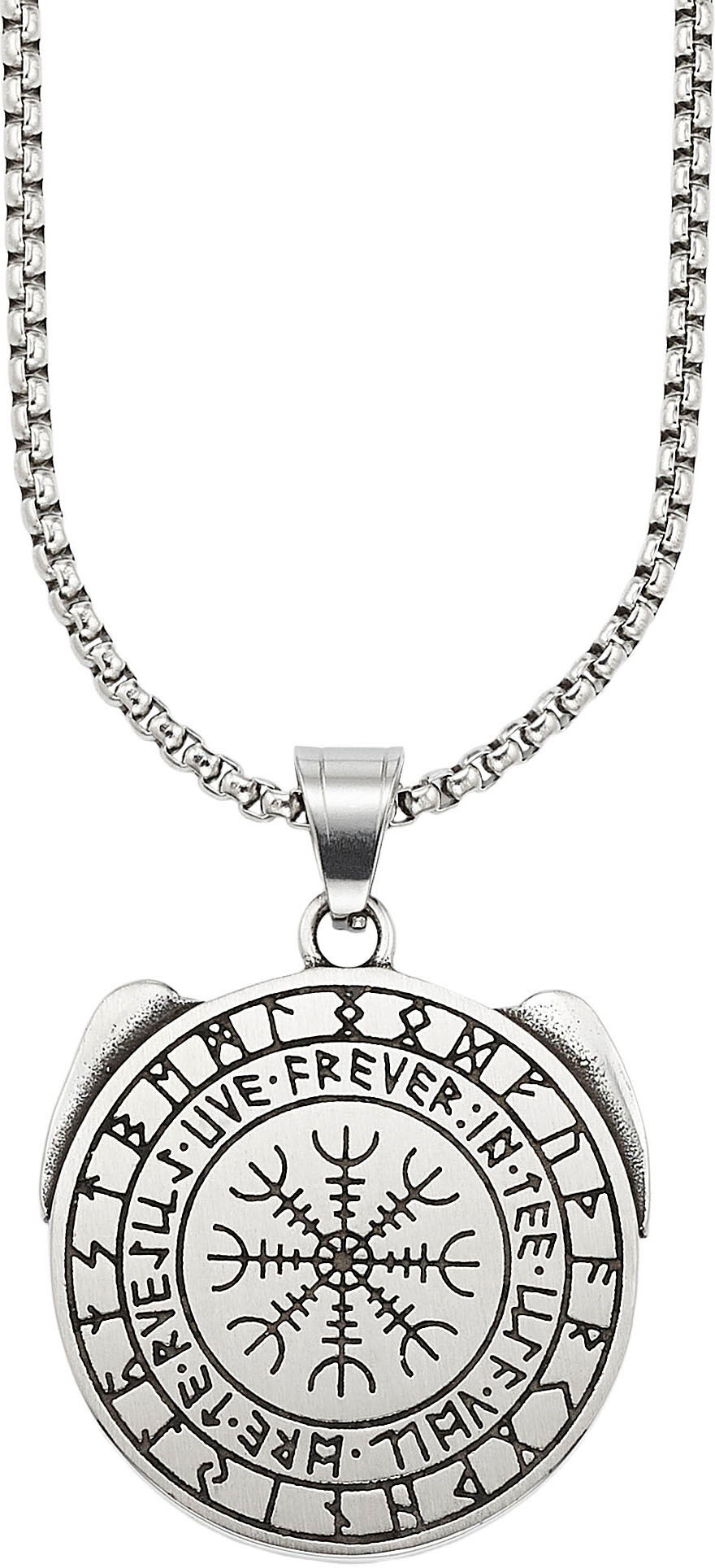 Kette mit Anhänger BRUNO BANANI "Schmuck Geschenk Edelstahlkette mit Anhänger rund", silber (edelstahlfarben), Halsketten, Damen, Edelstahl, L: 55 B: 2,6mm, Kette mit Anhänger, B:2,6mm edelstahlfarben Edelstahl, L: 55 B: 2,6mm
