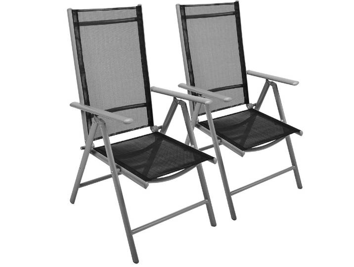 Gartenstuhl VCM 2er Set Gartenstuhl klappbar Klappsessel , schwarz, Obermaterial: 100% Metall MT., Stühle, Gartenstuhl