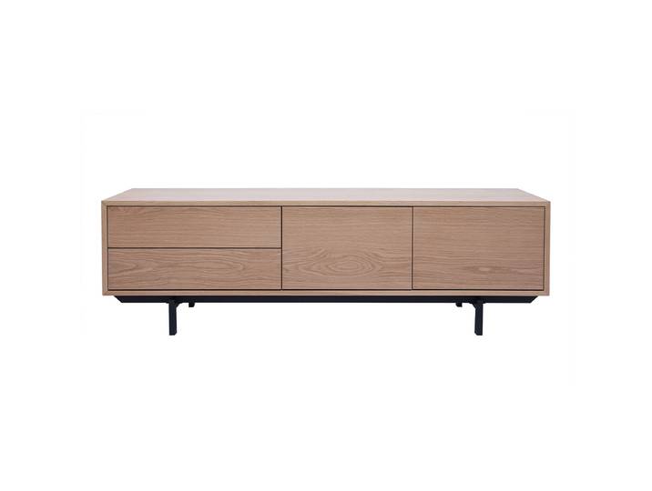 Meuble TV finition bois chêne avec rangements fermés L160 cm MANNY