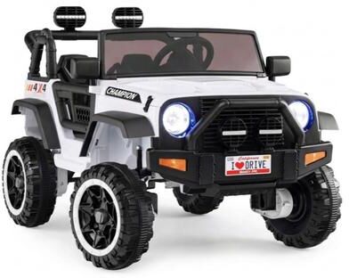 Costway 24V 2-Seater Kids Ride On Truck 2WD/4WD with Lockable Doors and Music-White