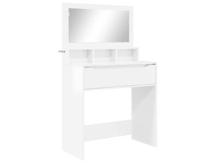 Xhnifbn Schminktisch mit Spiegel Hochglanz Weiß Frisiertisch 80x39,5x135cm Moderner Kosmetiktisch fürs Schlafzimmer mit flachem Spiegel und kugelgelagerter Schublade für aufgeräumte Utensilien.