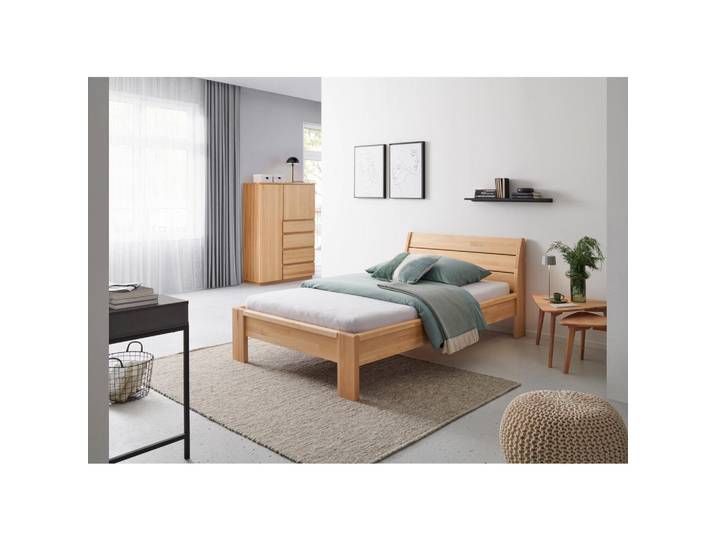 Mid.you Bett, Kernbuche, Holz, Kernbuche, massiv, 140x200 cm, Lattenrosthöhe individuell einstellbar, Schlafzimmer, Bett, Holzbetten