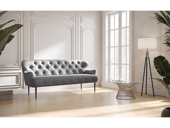 3-Sitzer OTTO HOME Amber , grau, B:193cm H:97cm T:87cm, 90% Polyester, 10% Polyamid, Sofas, mit Knopfheftung,in verschieden Stoffarten