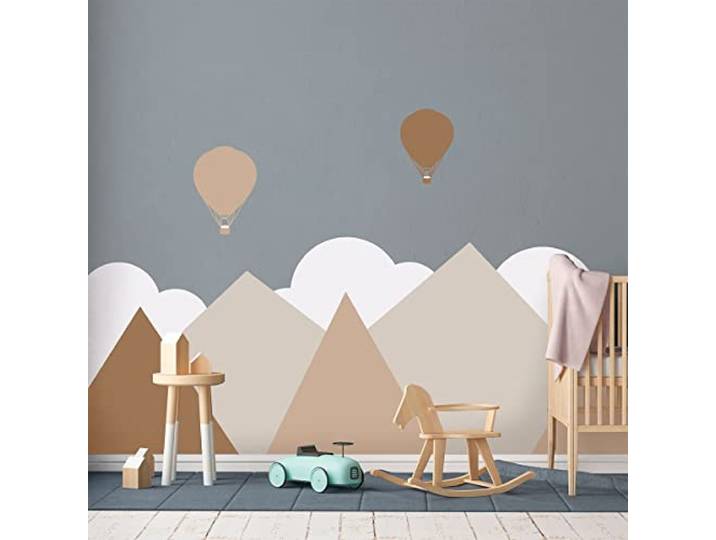 Stickers muraux Enfants - Décoration Chambre bébé - Autocollant Sticker Mural géant Enfant Montagnes scandinaves MALMÖ - 70x95cm