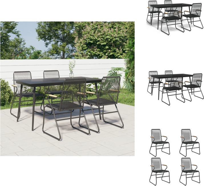 vidaXL 5-tlg. Garten-Essgruppe Schwarz PVC Rattan - Gartenstühle
