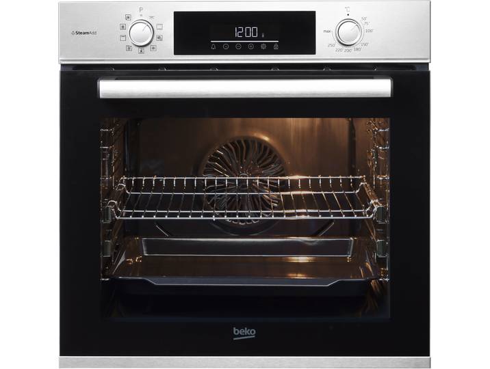 BEKO Backofen BBIS12301XE , Energieeffizienz: A+, grau (silberfarben), B:59,4cm H:59,5cm T:56,7cm, Backöfen, Dampf für knusprige Kruste & fluffiges Inneres dank SteamAdd, Backofen