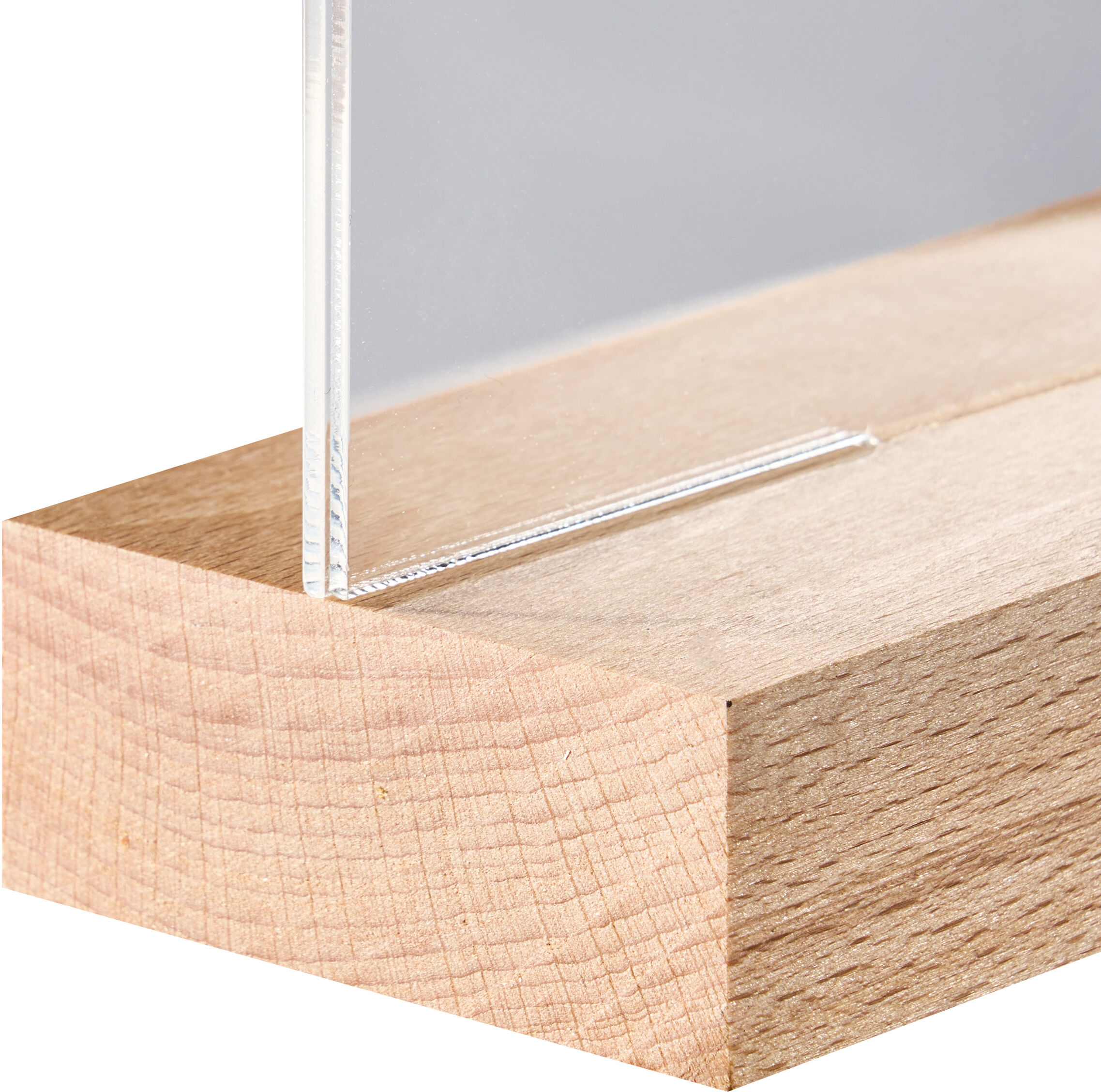 SPRINTIS 1 Espositore acrilico con base in legno formato verticale   Faggio   A5, acrilico (PMMA), legno di faggio