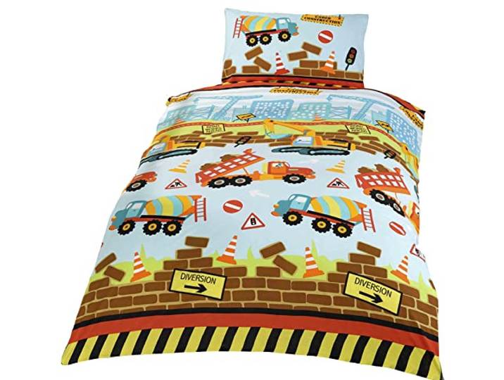 Kidz Under Construction Gravers en vrachtwagens, beddengoedset, meerkleurig, eenpersoons
