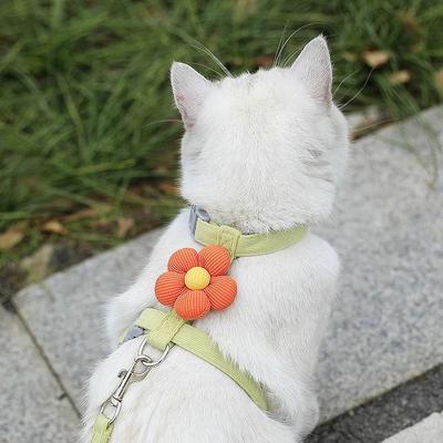 Uplift Picks Adjustable Flower Cat Harness And Leash Set green s