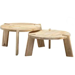 WOHNLING WL6.344 Design Couchtisch (2er Set) Mango 53 cm x 53 cm x 32 cm