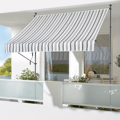 Klemmmarkise KONIFERA "Peñíscola", grau (grau, weiß), B:350cm, Polyester, Markisen, Breite/Ausfall: 350/150 cm