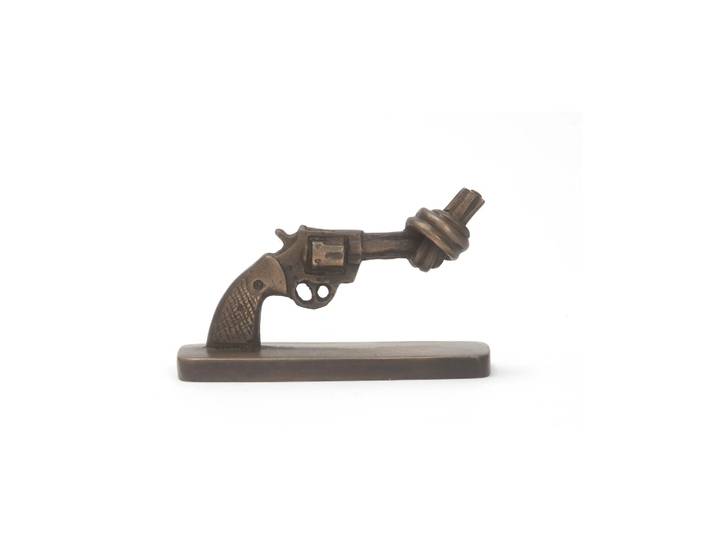 Non Violence Knotted Gun mini 7 cm Bronze mat