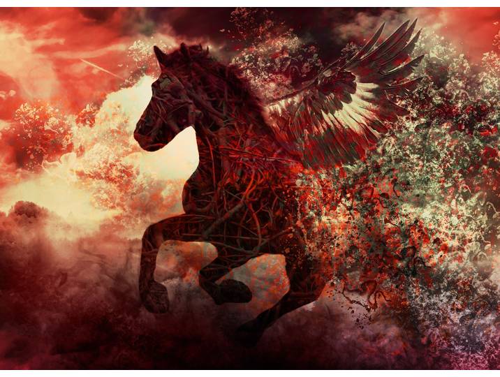 Fototapete PAPERMOON Apocalypse Fantasy Horse , bunt, B:4m L:2,6m, Vlies, Tapeten, Fototapete