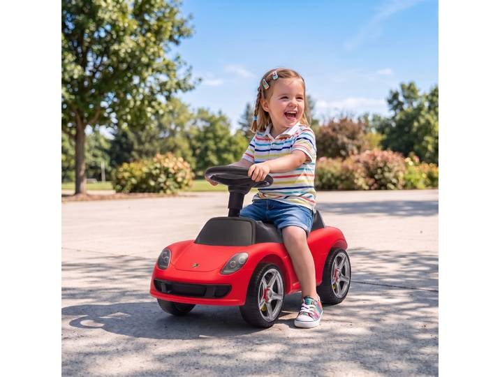 AIYAPLAY Voiture Bébé Porsche Rouge 63cm Klaxon Phares 18-36M