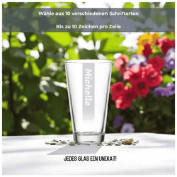 Trinkglas CIAO 300 ml Name mit Hintergrundschatten - 30 Stück