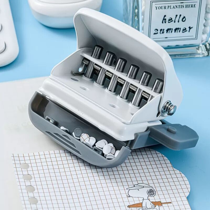 INF Perforatrice 6 Trous Ronds - Compacte pour Classeurs et Agendas Blanc