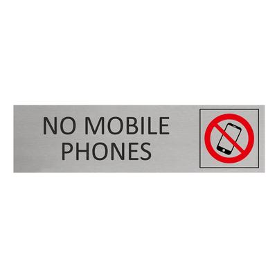 CombiCraft Aluminium Türschild No Mobile Phones 165x45mm mit 3M-Tape zur Befestigung, einfache Kennzeichnung von Räumen und Bereichen