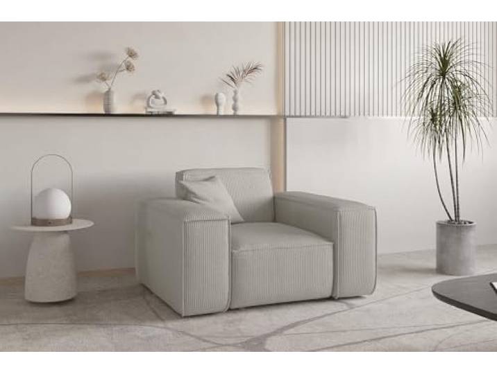 Fun Möbel Sessel Designersessel CELES Premium in Stoff Scala (Sandgrau)