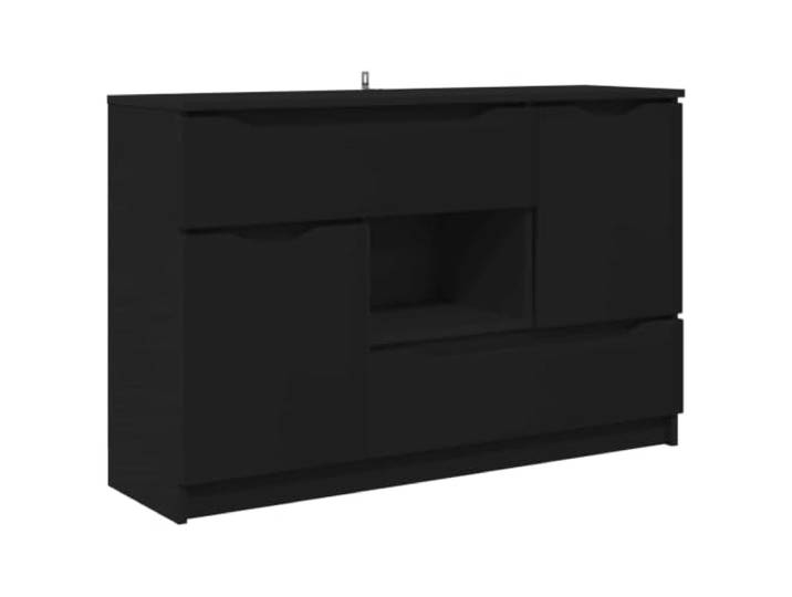 Kaorsrow Sideboard Schwarz 100x30x65,5 cm Anrichte mit Schublade Türen Schlanke Anrichte für Wohnzimmer und Esszimmer mit geschlossenem Stauraum, Klapptüren und Schublade aus Holzwerkstoff.