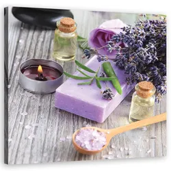 WANDBILD zen spa lila seife