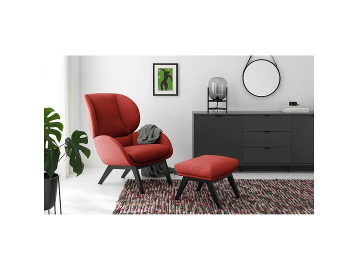 Repose-pieds 54 x 41 x 41cm Rouge/Carmin Noir Tissu Saia: Carmin