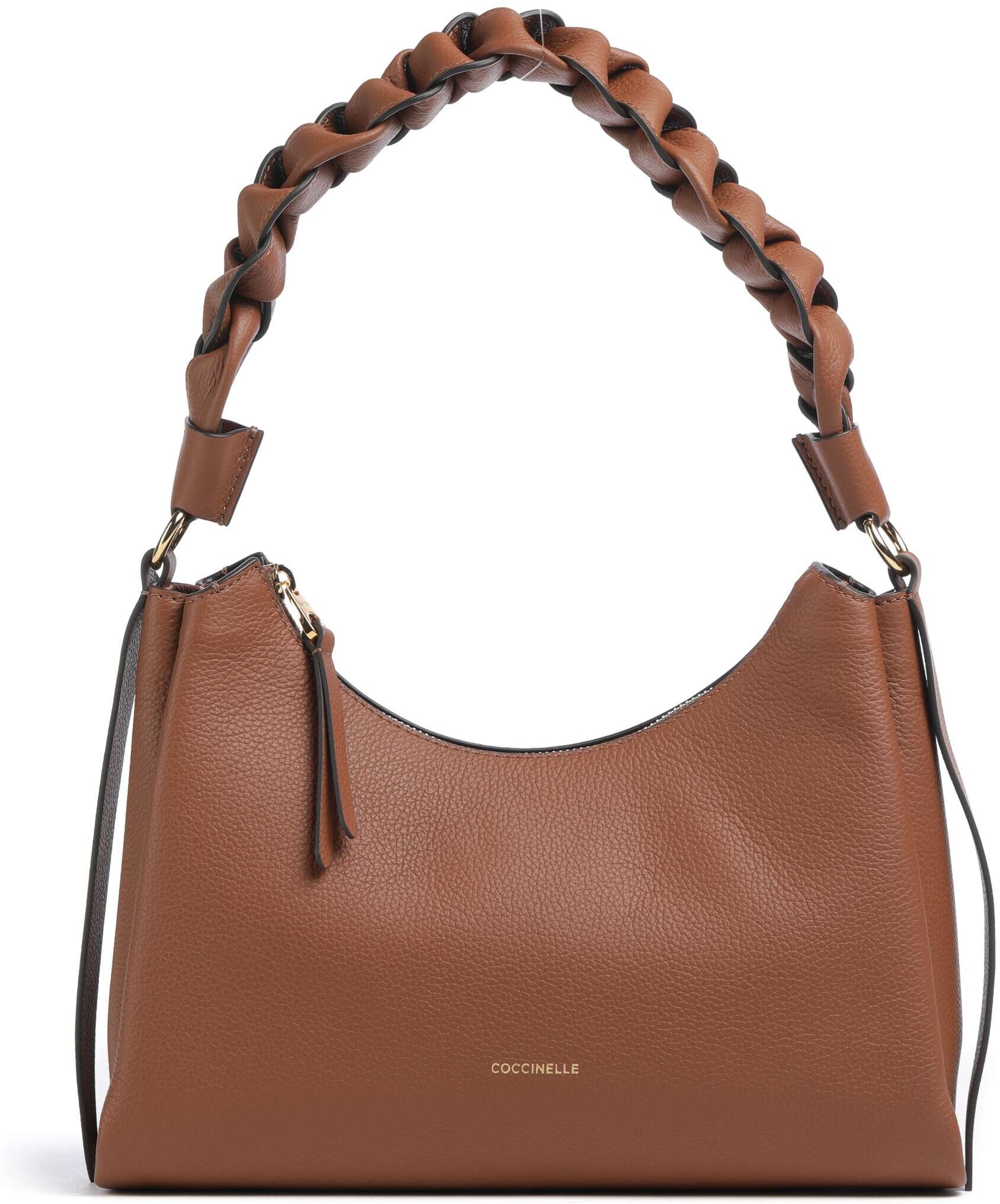 Coccinelle Boheme Grana Double Schultertasche aus Leder, braun