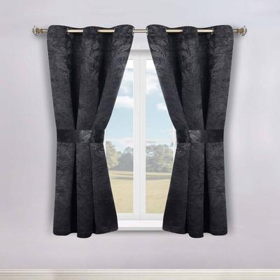 Superior Leaves Botanical Room Darkening Grommet Curtain Panels with Tie Backs Set of 2