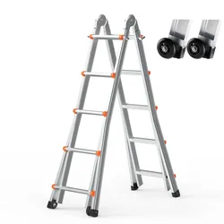 VEVOR Teleskopleiter mit A-Rahmen, 5990 mm Aluminium-Ausziehleiter, Mehrzweckleiter, Klappleiter, Stehleiter, Anlegeleiter für Hausaufgaben, Treppen, Innen- & Außendächer, 150 kg Tragkraft