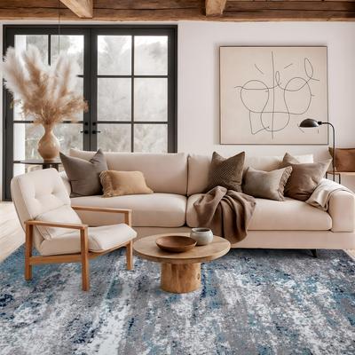 World Rug Gallery Distressed Abstract Watercolor Area Rug
