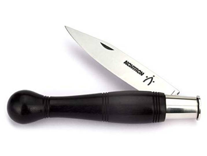 Nontron 12 cm Messer - Ebenholz - Klinge XC75 Carbonstahl - Taschenmesser Frankreich - Brotzeitmesser Klingenfixierung Ferrule