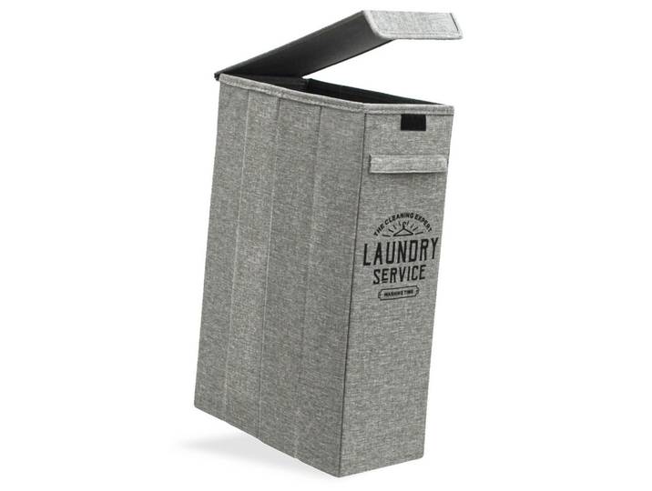 WÄSCHEKORB 50 Liter mit Deckel 20x40x60 cm Grau