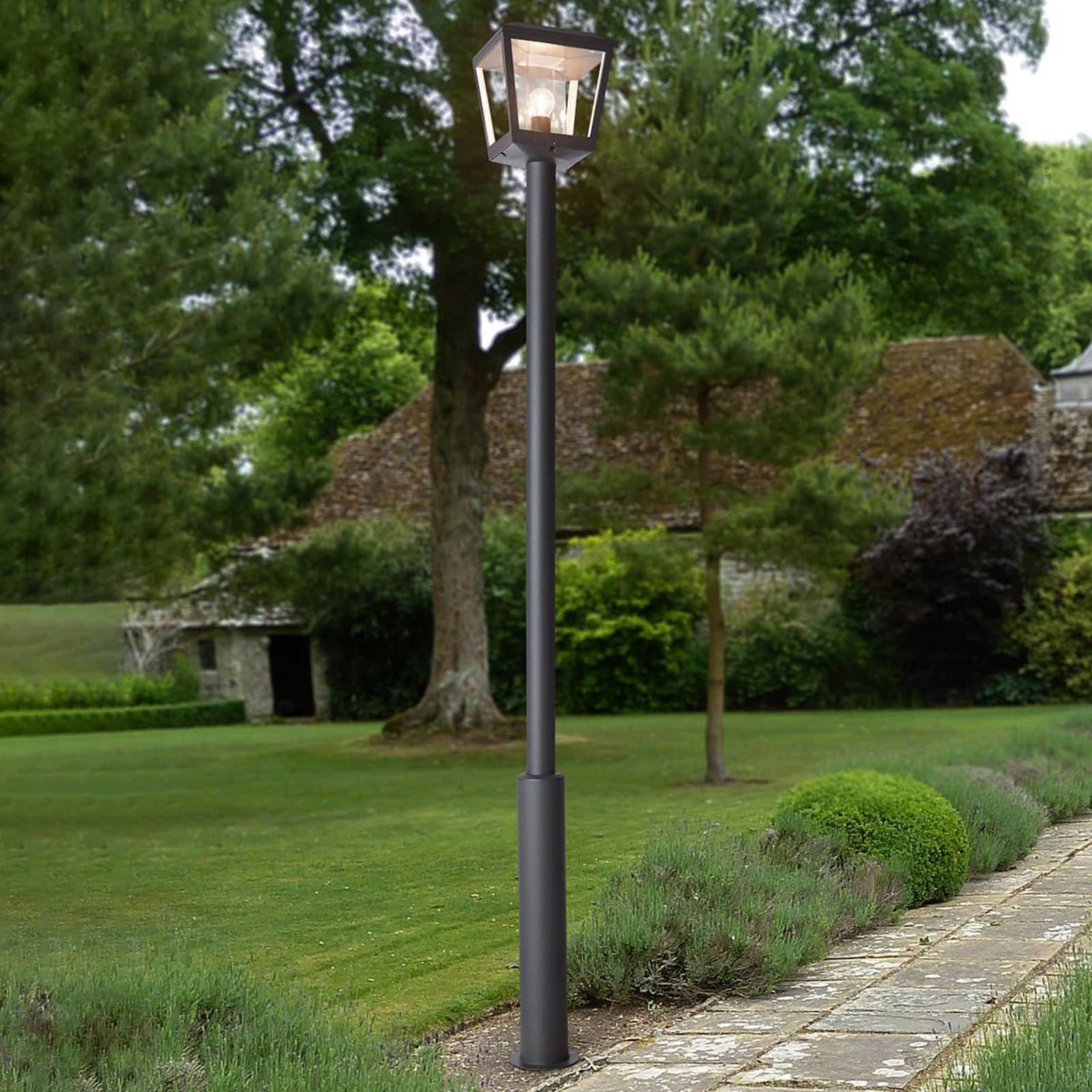 Lucande Außenleuchte Dunia, anthrazit, Metall, Höhe 220 cm Dunia Lucande, dimmbar, schwarz, Aluminium, Modern