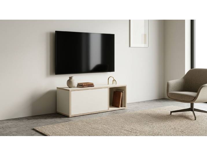 Petit meuble TV Mélaminé premium Blanc Bord contre­plaqué