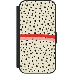 Nivocase Klapphülle für Apple iPhone 17e Handyhülle aus Kunst Leder NIVOflip schwarz Kunst Punkte Streifen (Apple iPhone 17e), Smartphone Hülle, Schwarz