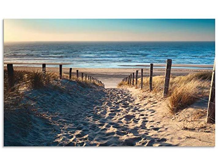 ARTland Spritzschutz Küchenrückwand aus Alu für Küche Herd Spüle 100x60 cm (BxH) mit Motiv Natur Strand Meer Weg Nordsee Sonne Gräser Dünenn Maritim T9IP