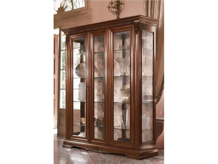 JVmoebel Vitrine Barocker Glasschrank aus Holz und Glas in Braun (1-St) Made in Europa