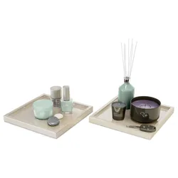 DEKOSCHALE Maya Sandgrau Hochglanz 2er Set