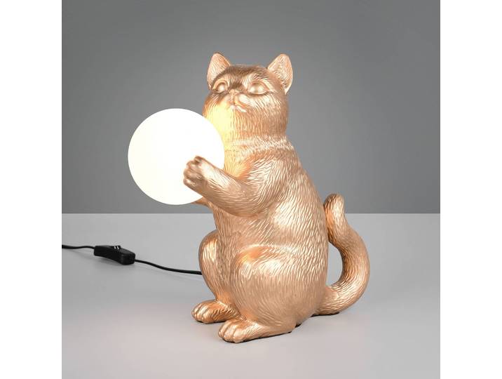 Reality Leuchten Tischlampe Gatio, messing / gold, für Wohn- / Esszimmer, Kunststoff, Junges Wohnen