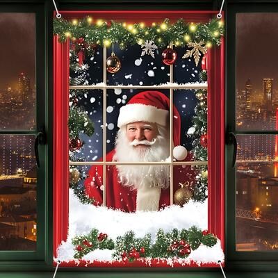 DynamicDeals Christmas Snowman Door Cover, Christmas Decoration Christmas Santa Claus Window Cover, Decoration Xmas Curtain Hanging Christmas Snowman Door Cover, Christmas Decoration Christmas Santa Claus Window Cover, Decoration Xmas Curtain Hanging