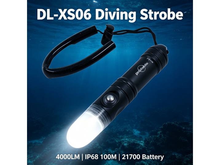 PROZHAOZHU 4000LM Lampe de signalisation de plongée magnétique étanche IP68 100M, rechargeable USB-C, pour la sécurité sous-marine