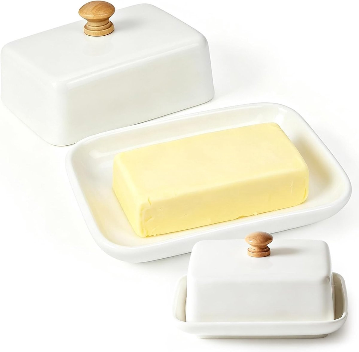 Elegante keramische botervloot met deksel voor 250g boter