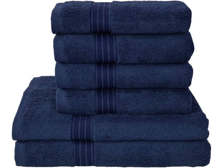 Handtuch Set DYCKHOFF Siena , blau (tintenblau), Obermaterial: 100% Baumwolle, Handtuch-Sets, Handtuch Set, in tollen Unifarben